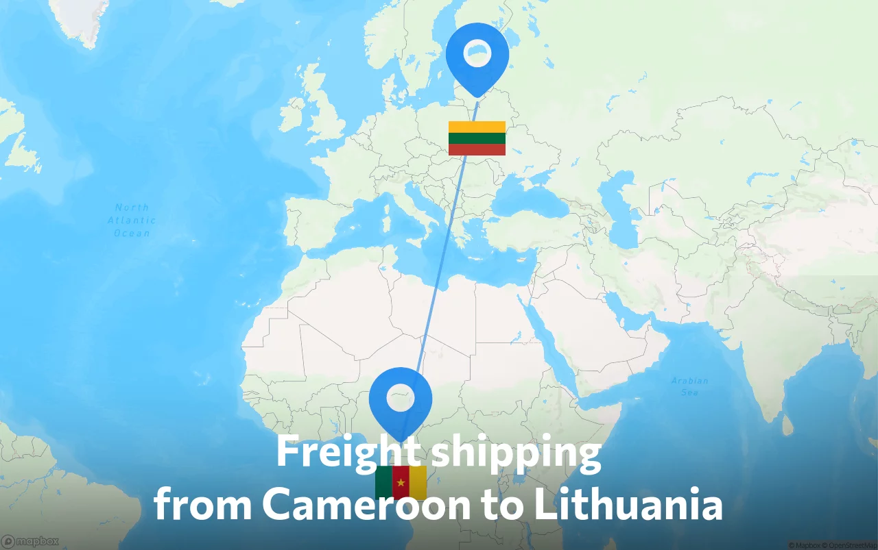 Shipping route from Cameroon to Lithuania