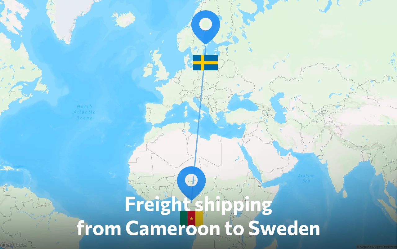 Shipping route from Cameroon to Sweden