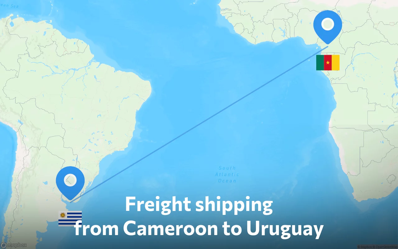Shipping route from Cameroon to Uruguay