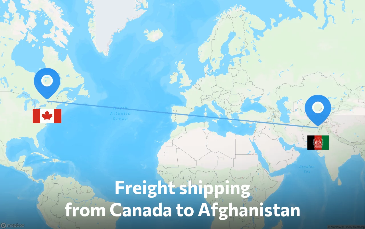 Shipping route from Canada to Afghanistan