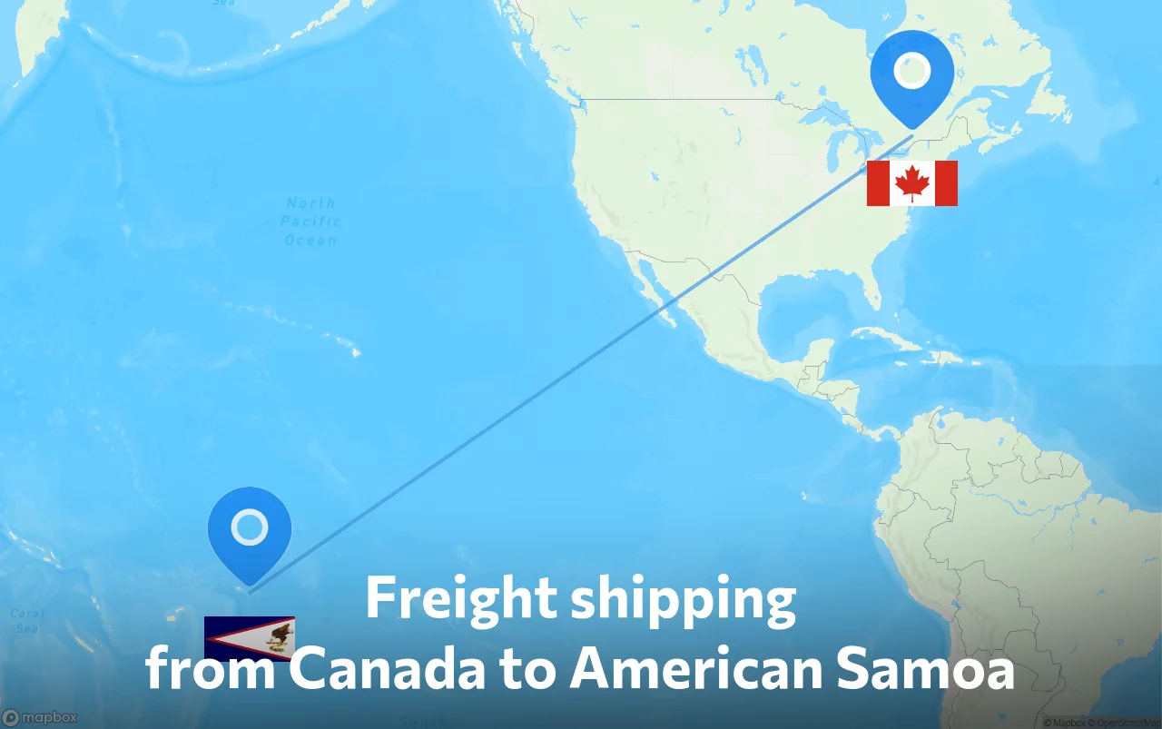 Shipping route from Canada to American Samoa