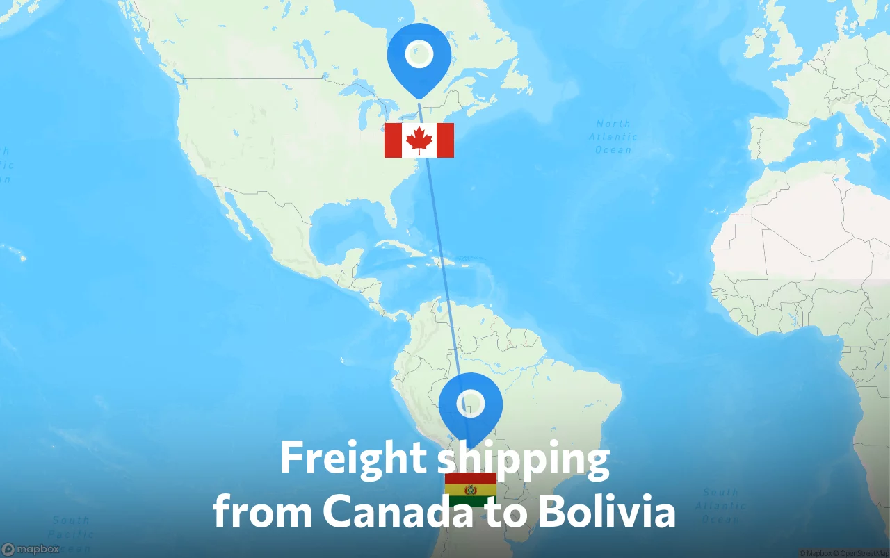Shipping route from Canada to Bolivia