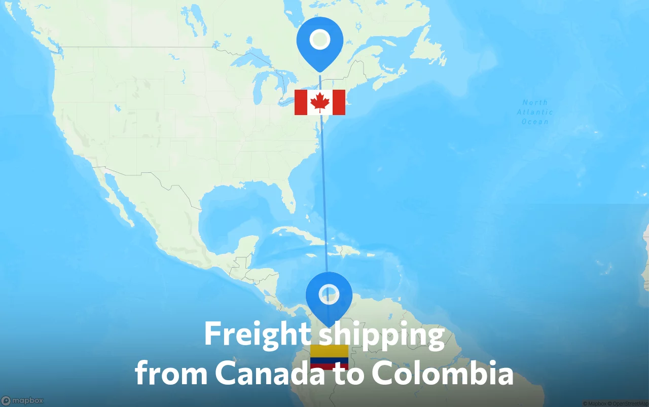 Shipping route from Canada to Colombia