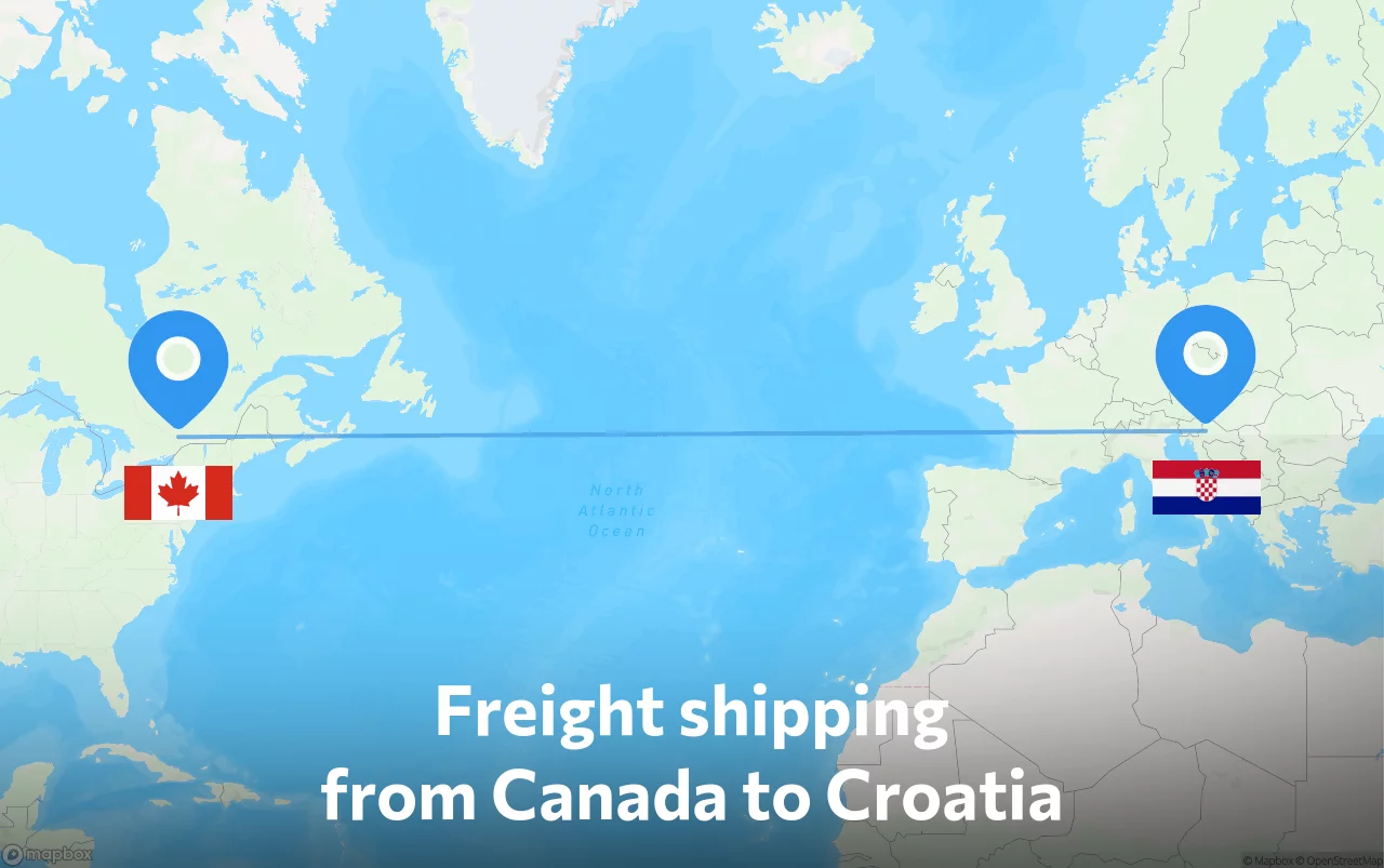 Shipping route from Canada to Croatia