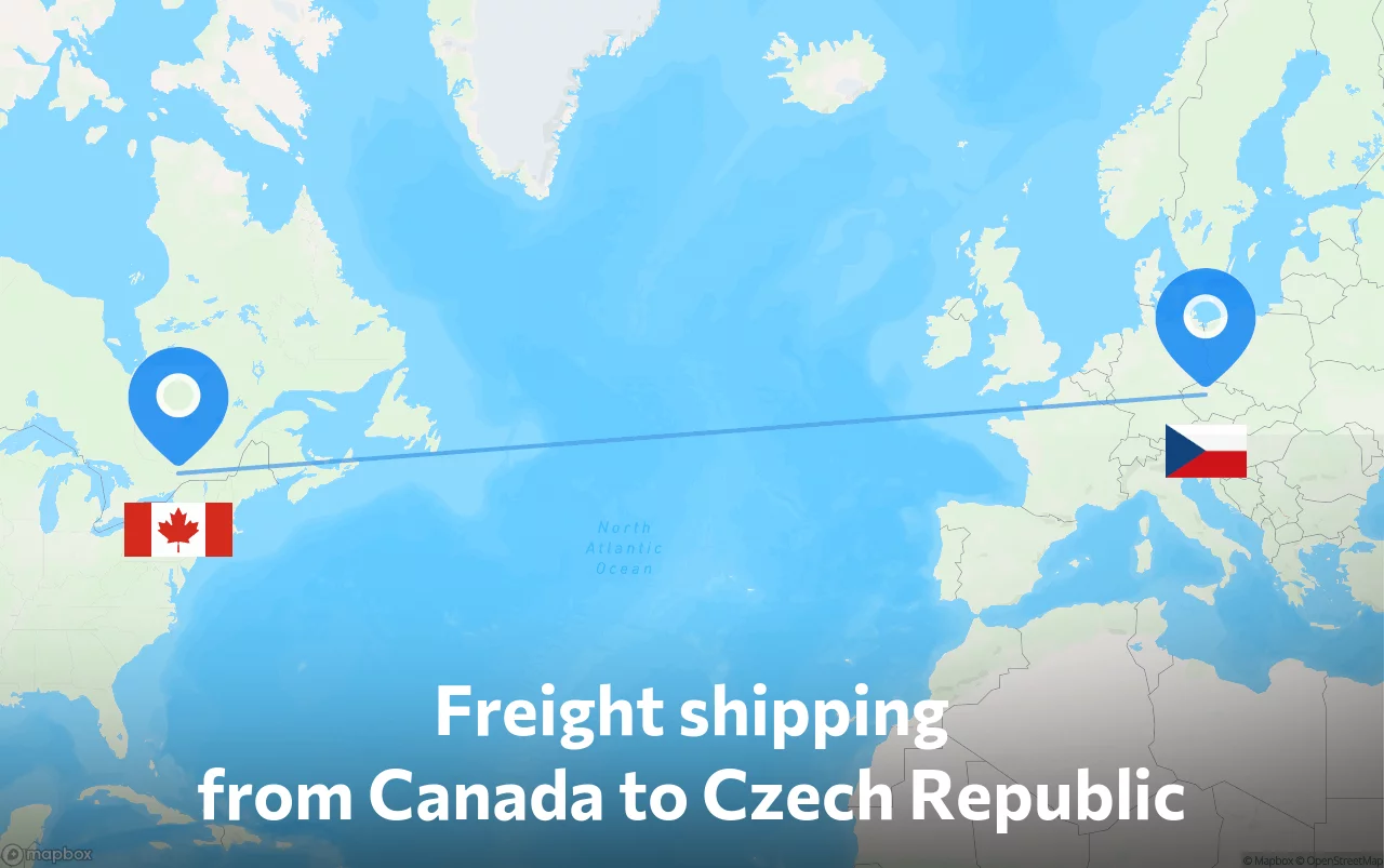 Shipping route from Canada to Czech Republic