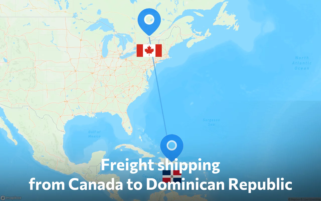 Shipping route from Canada to Dominican Republic