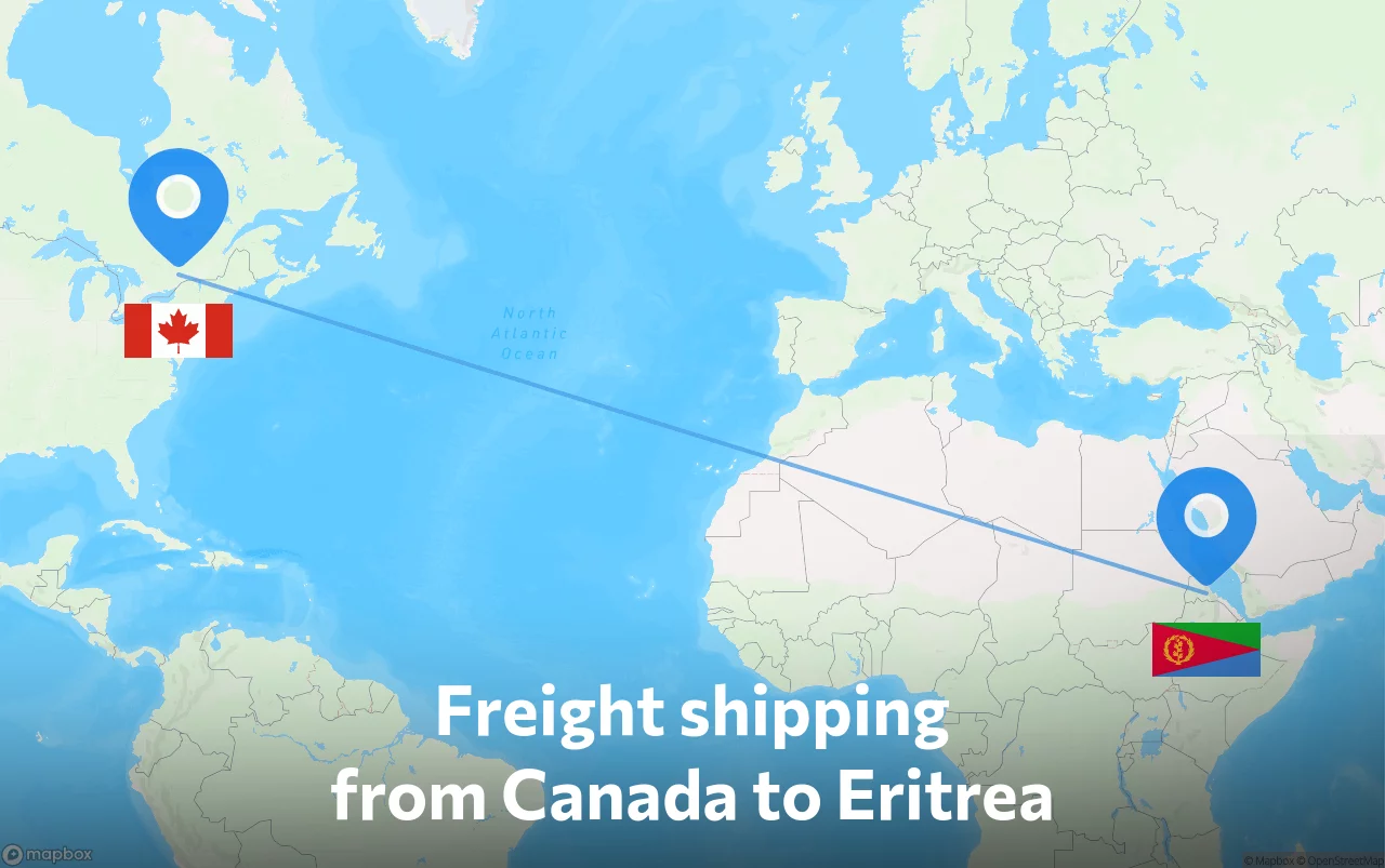 Shipping route from Canada to Eritrea