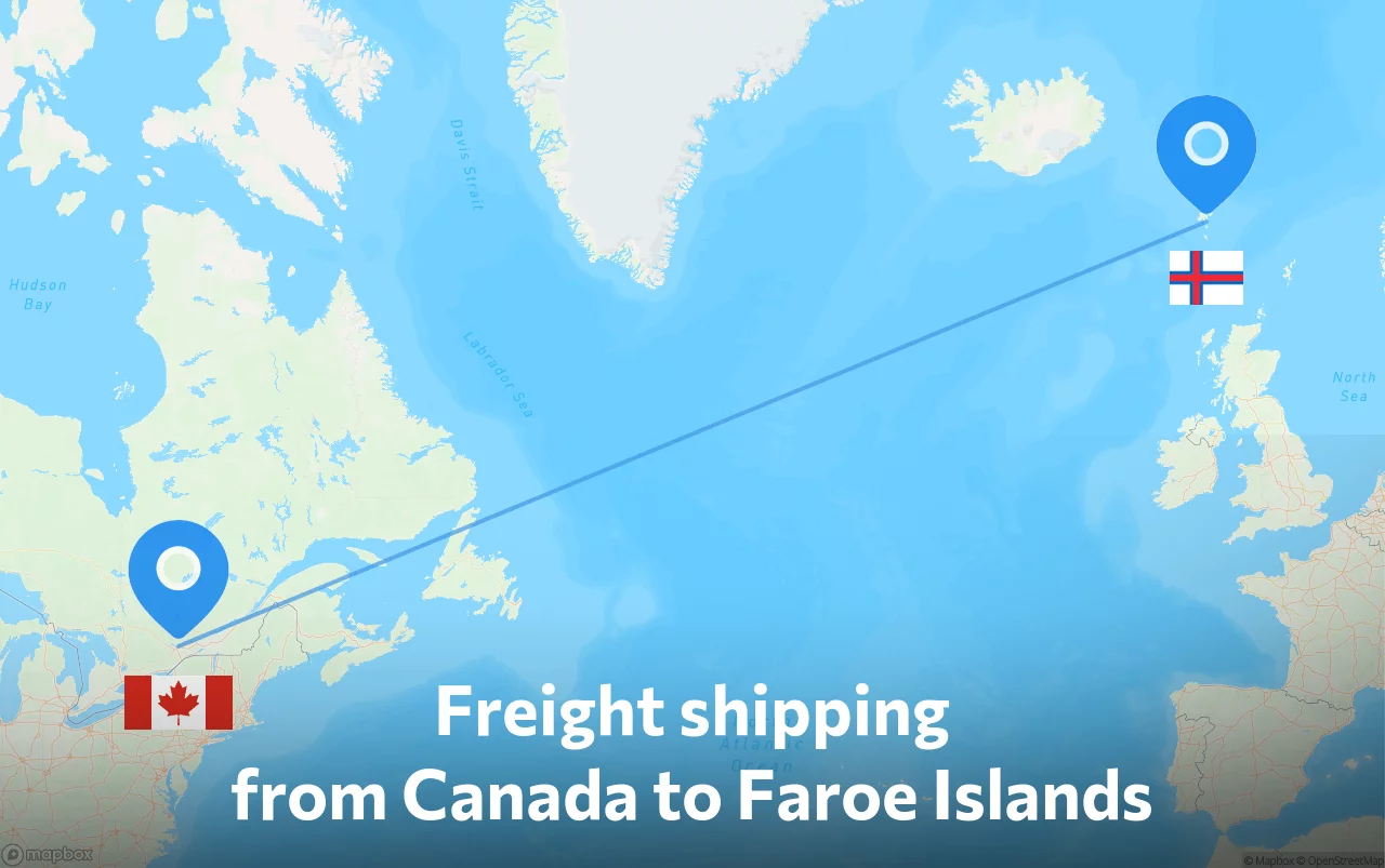 Shipping route from Canada to Faroe Islands