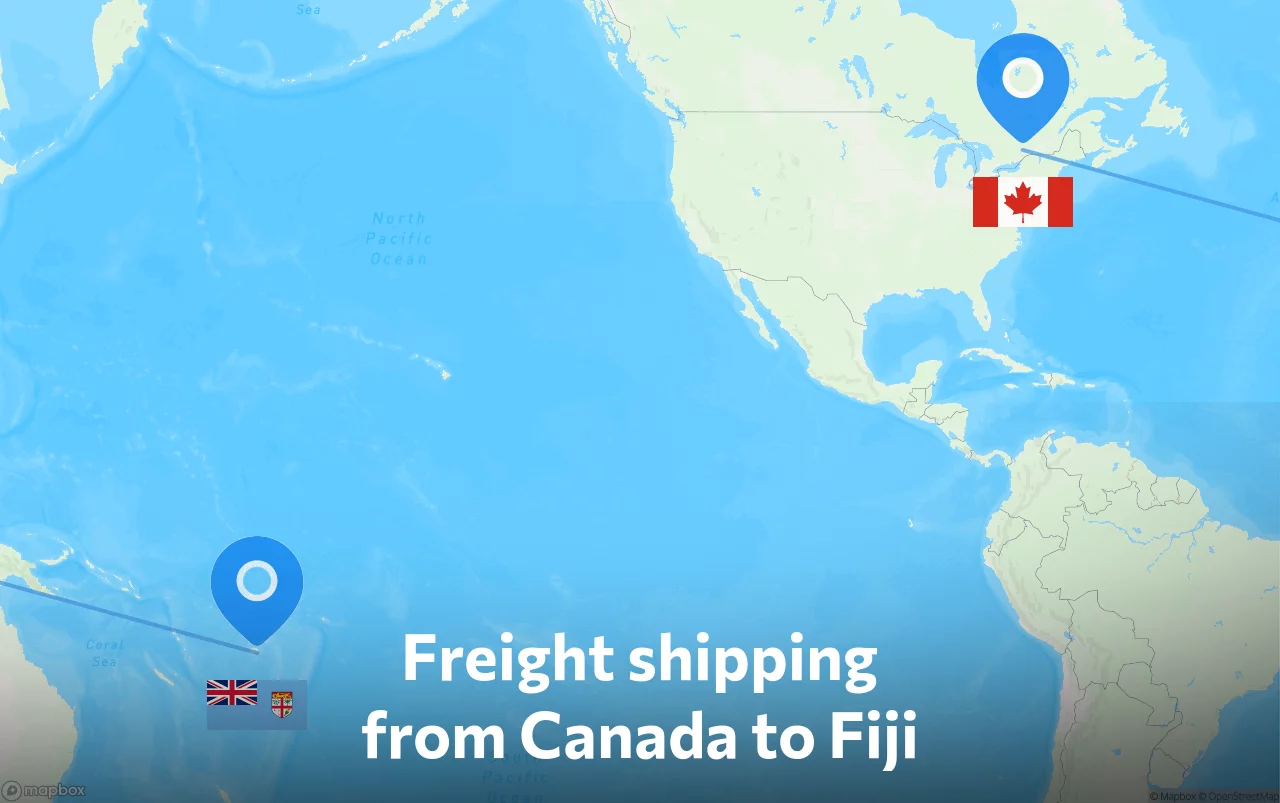 Shipping route from Canada to Fiji