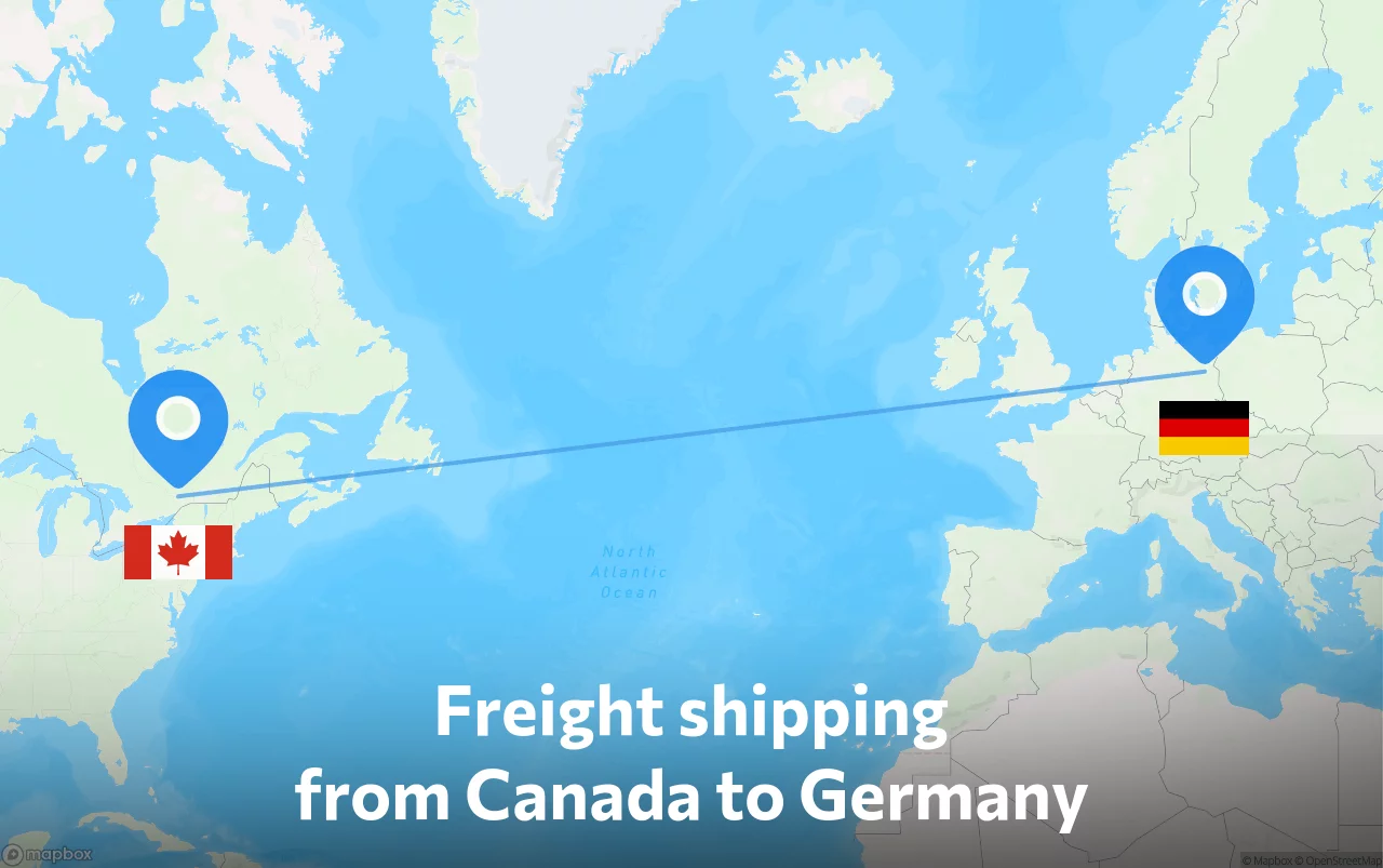 Shipping route from Canada to Germany
