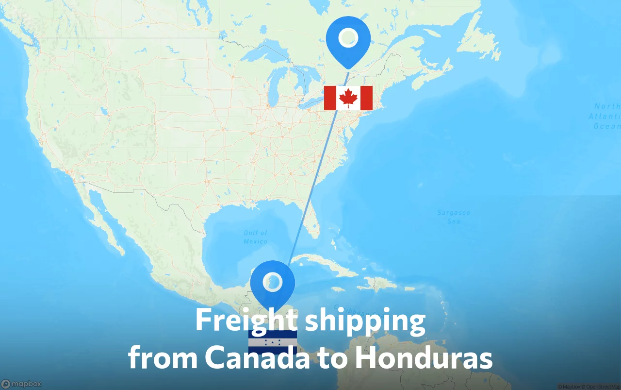 Shipping route from Canada to Honduras