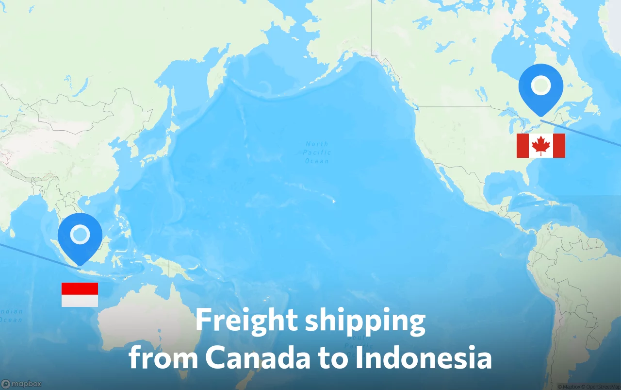 Shipping route from Canada to Indonesia