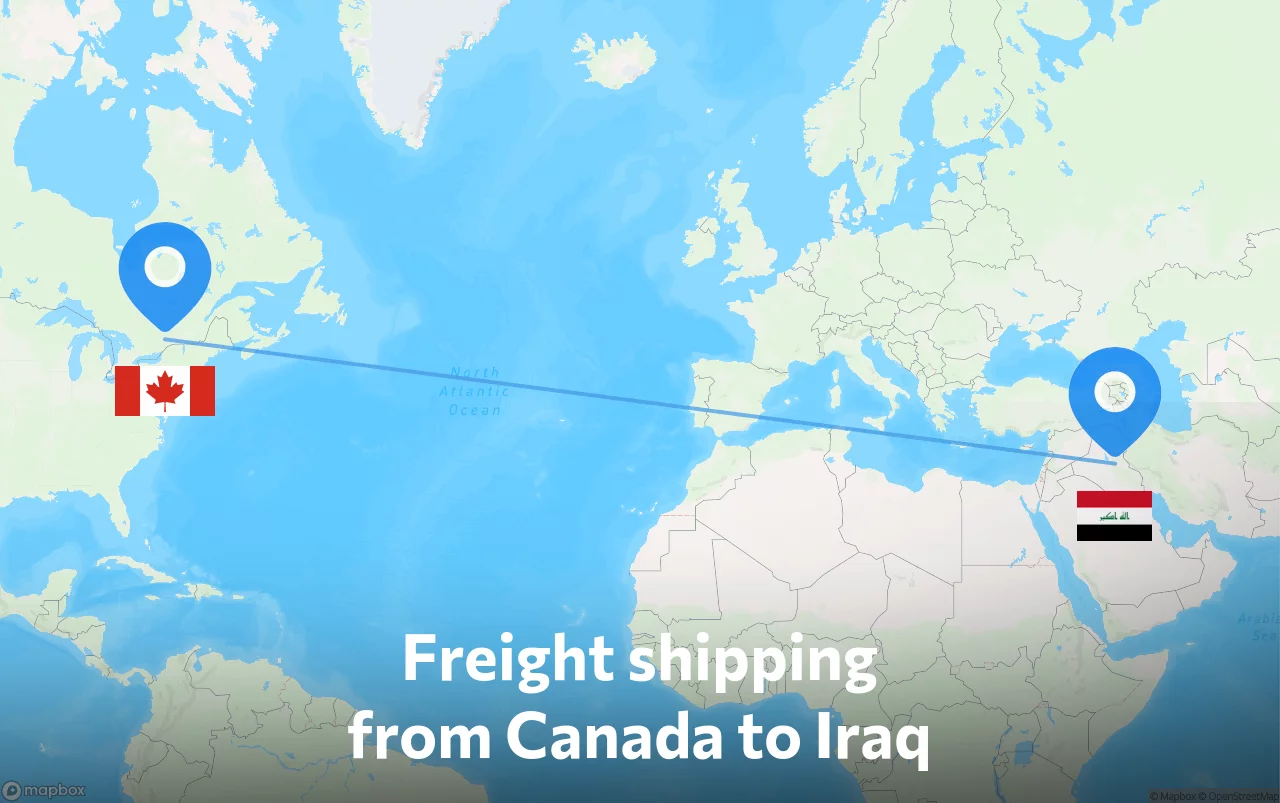 Shipping route from Canada to Iraq