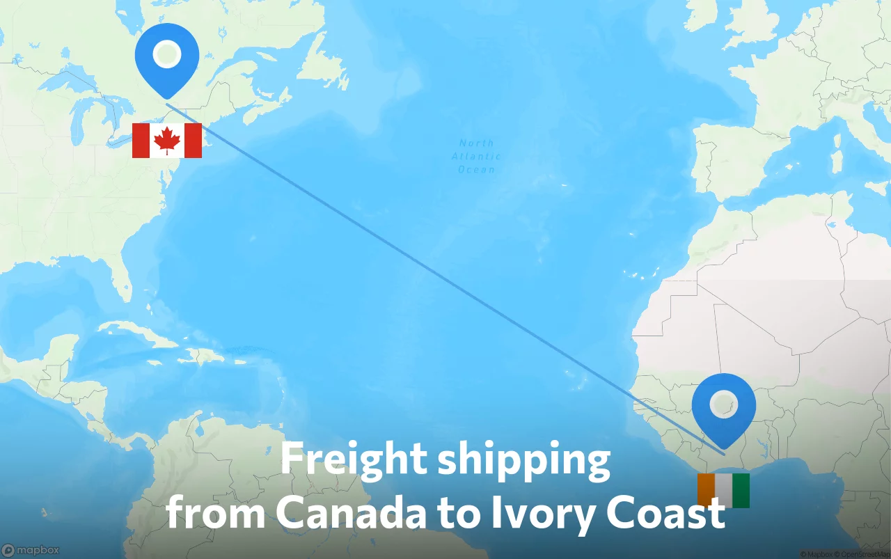 Shipping route from Canada to Ivory Coast
