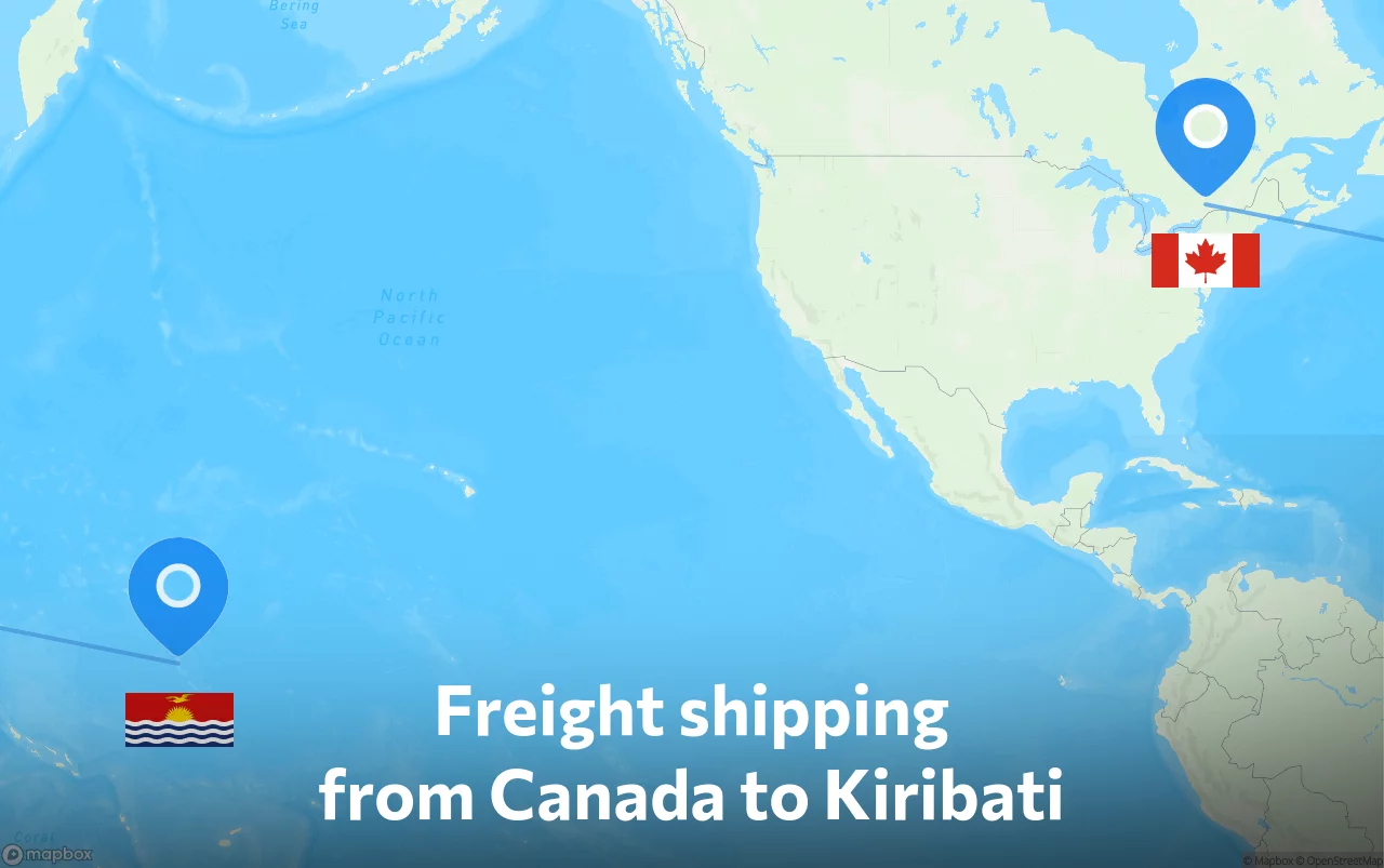 Shipping route from Canada to Kiribati