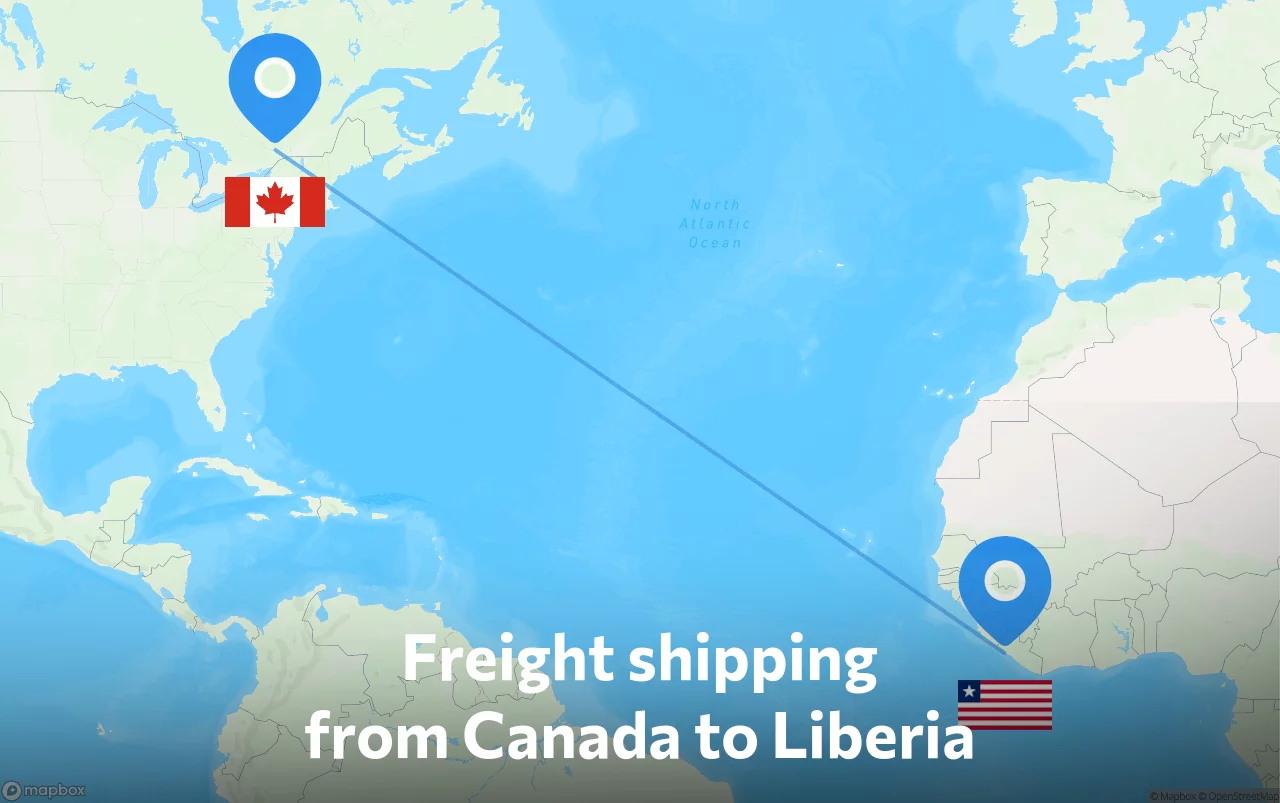 Shipping route from Canada to Liberia