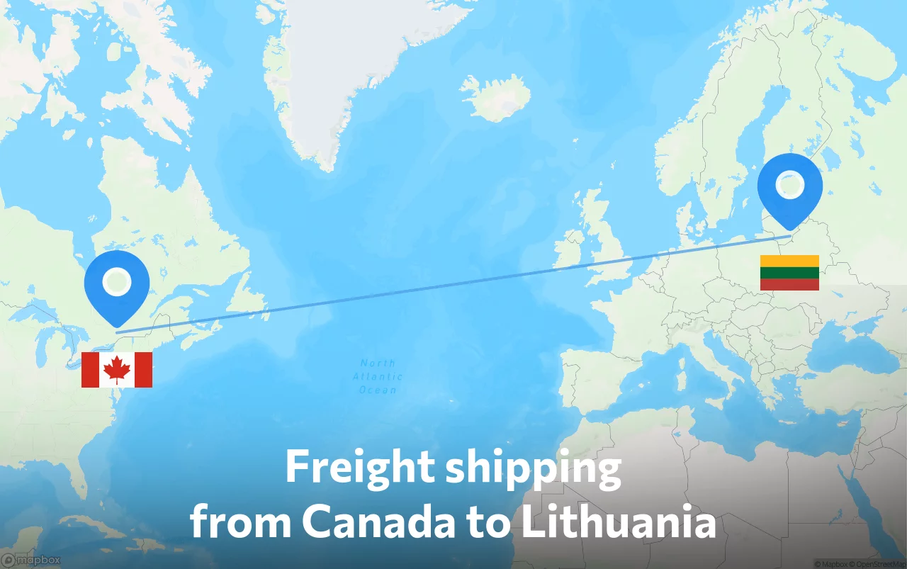 Shipping route from Canada to Lithuania
