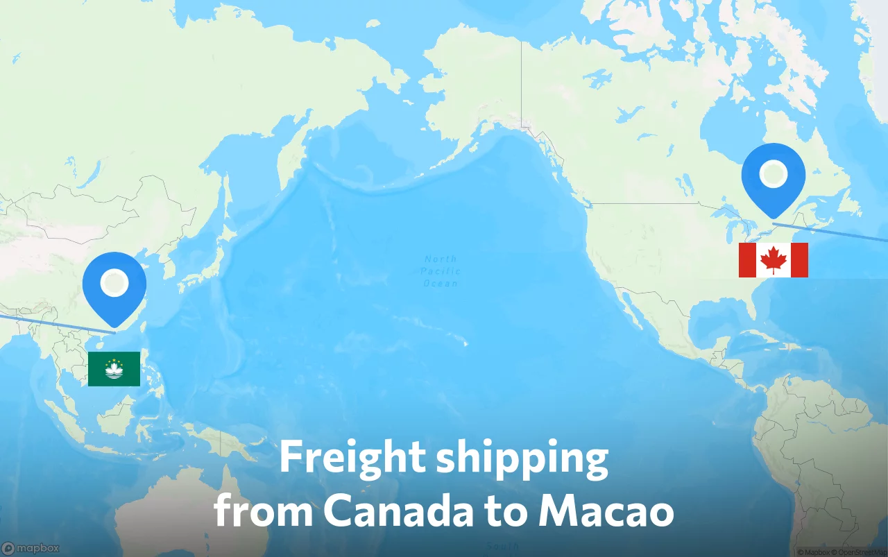 Shipping route from Canada to Macao