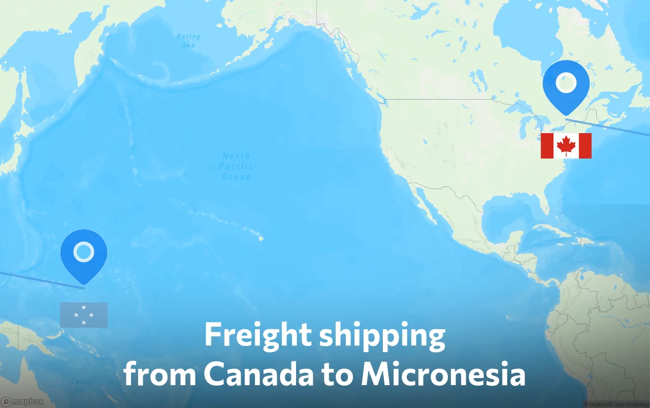 Shipping route from Canada to Micronesia