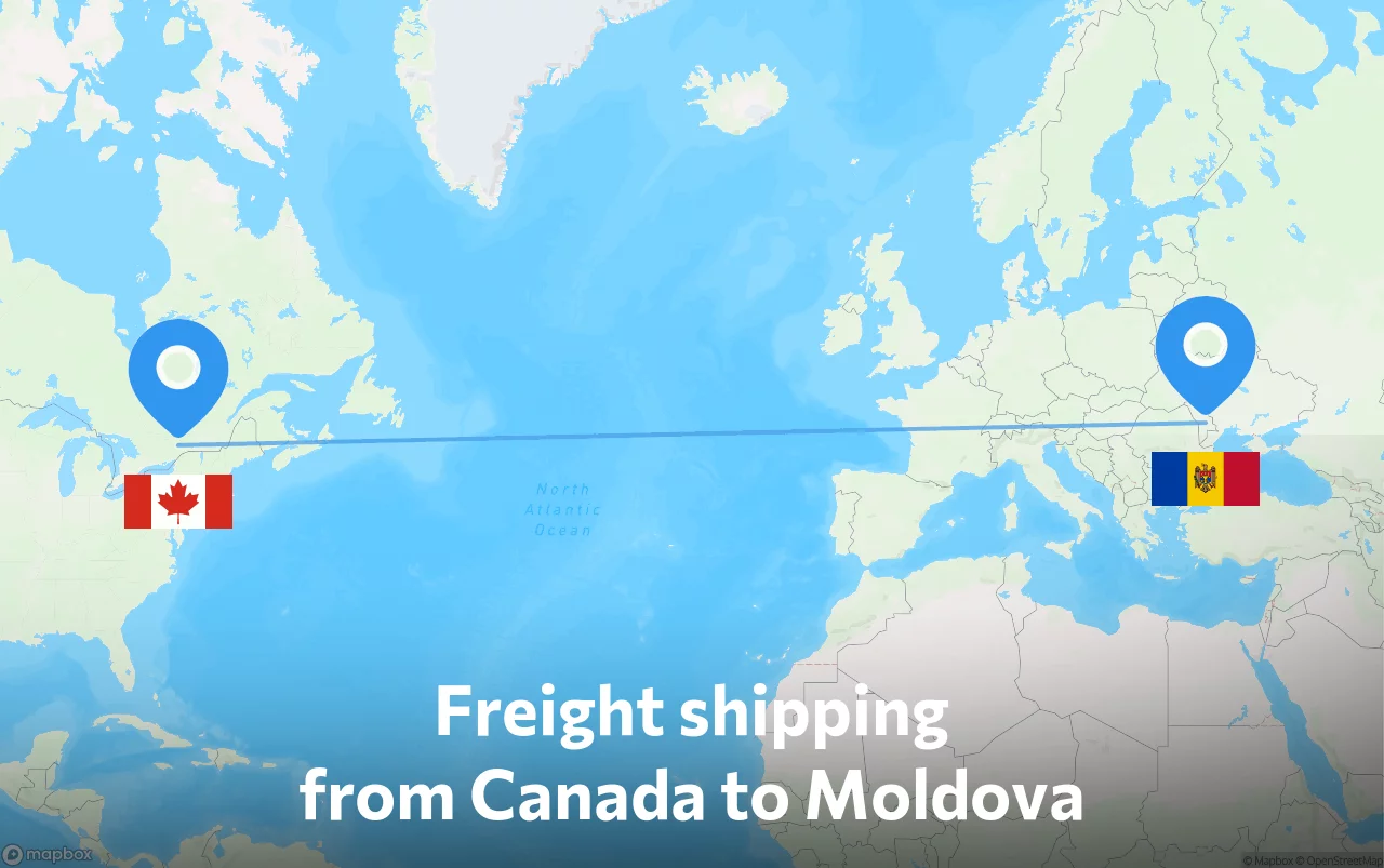 Shipping route from Canada to Moldova