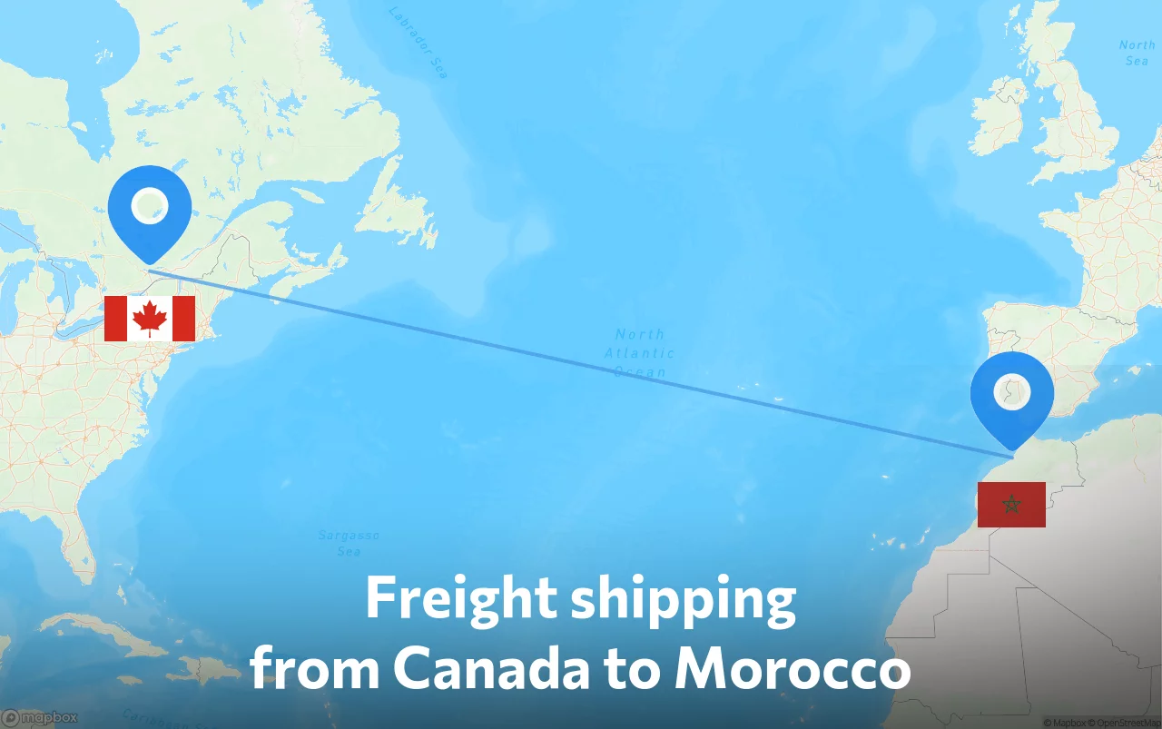 Shipping route from Canada to Morocco
