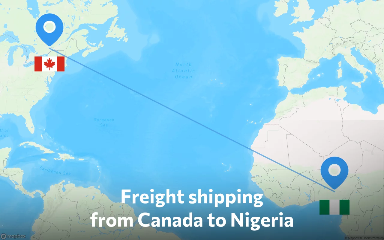 Shipping route from Canada to Nigeria