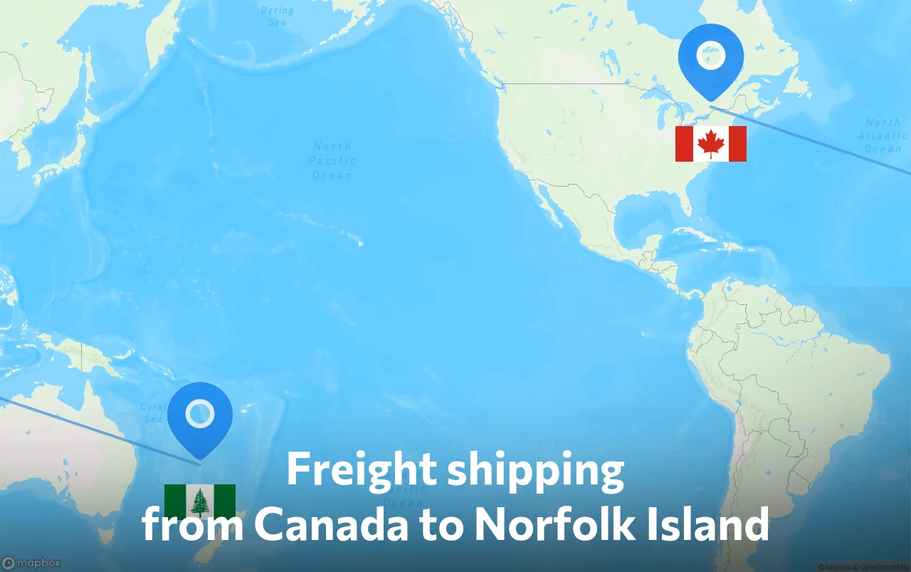 Shipping route from Canada to Norfolk Island