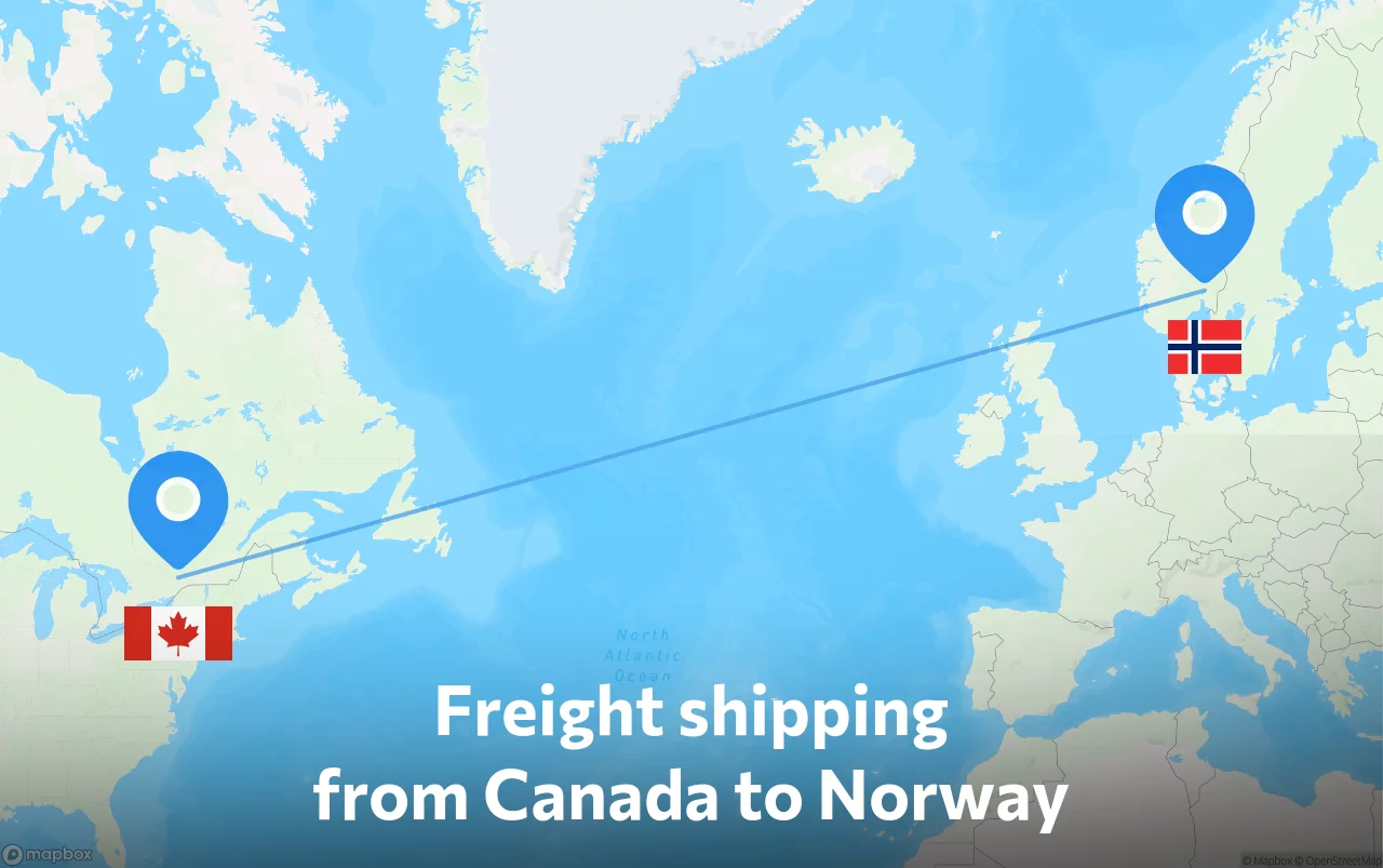Shipping route from Canada to Norway