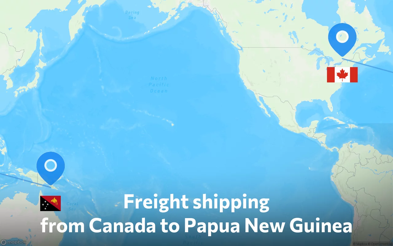 Shipping route from Canada to Papua New Guinea