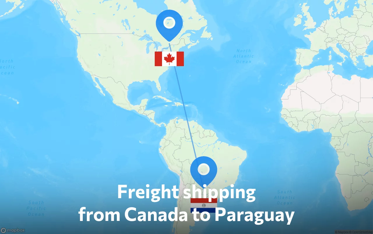 Shipping route from Canada to Paraguay