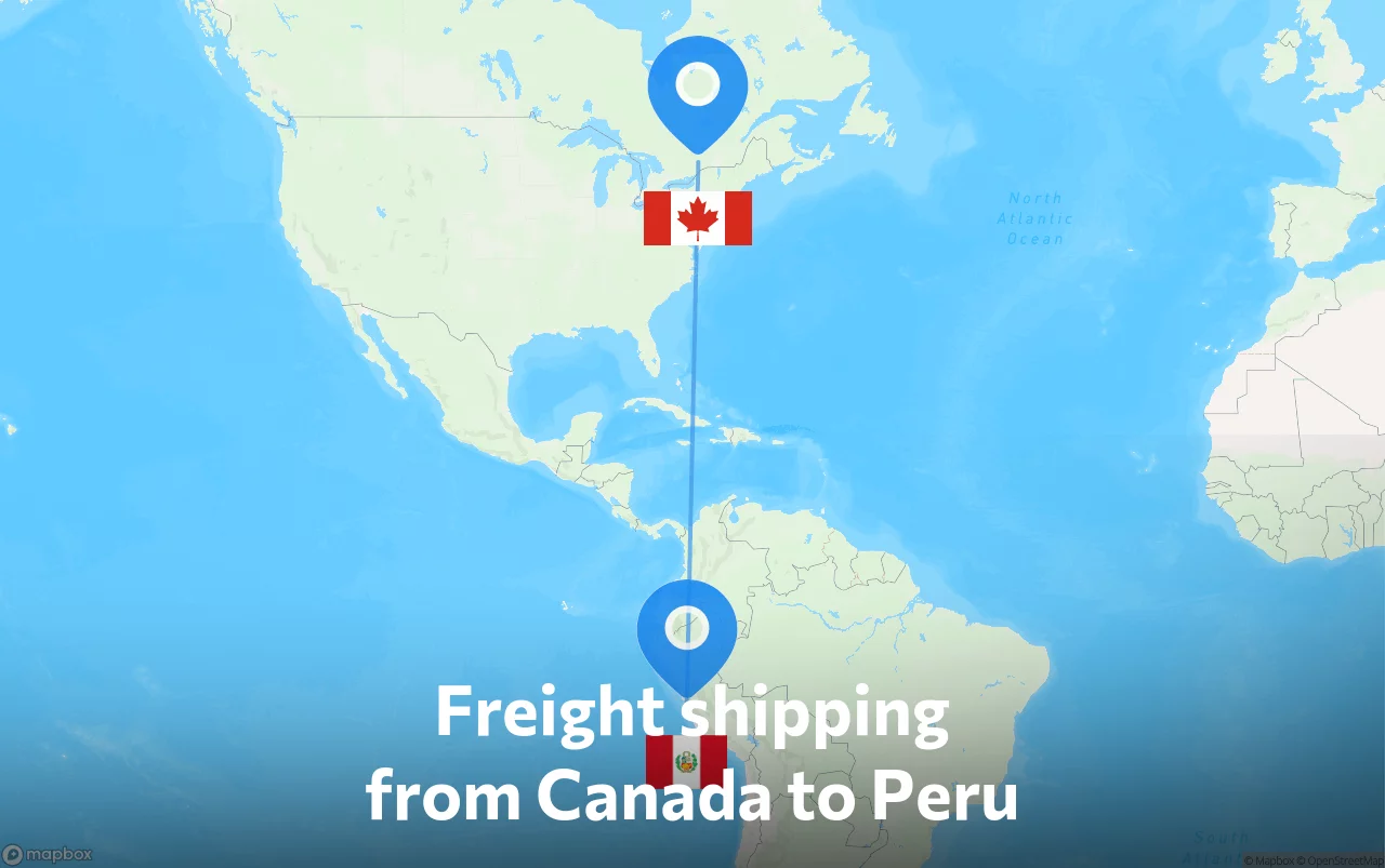 Shipping route from Canada to Peru