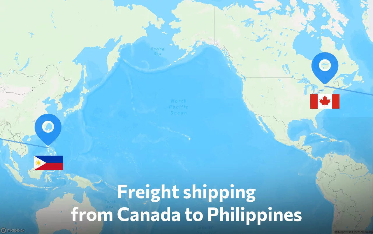 Shipping route from Canada to Philippines