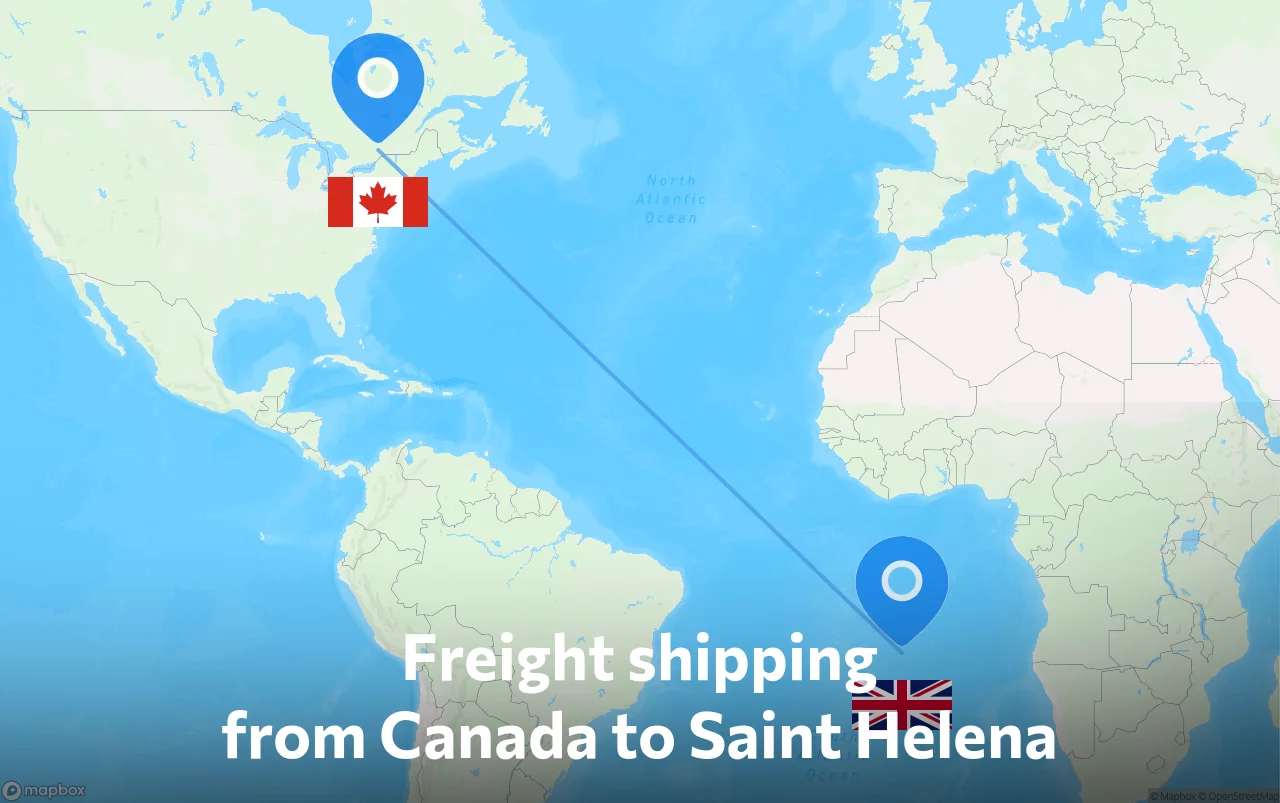 Shipping route from Canada to Saint Helena