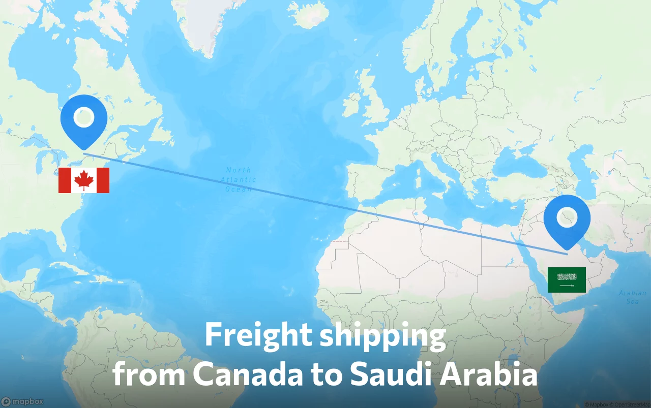 Shipping route from Canada to Saudi Arabia
