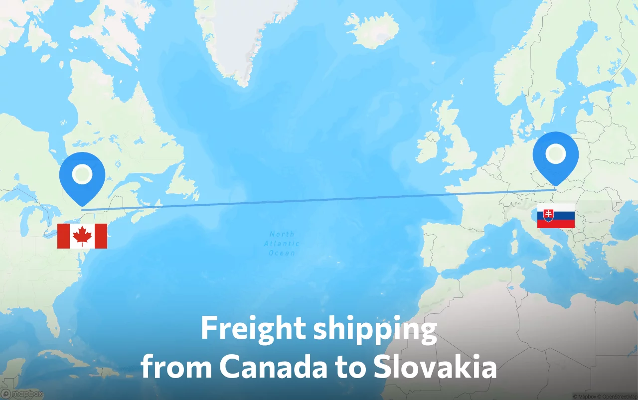 Shipping route from Canada to Slovakia