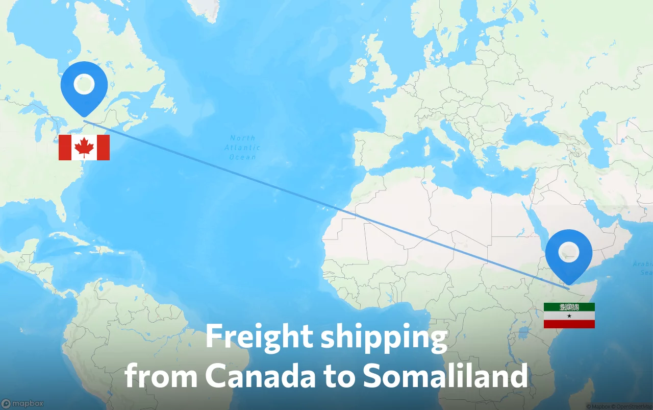 Shipping route from Canada to Somaliland