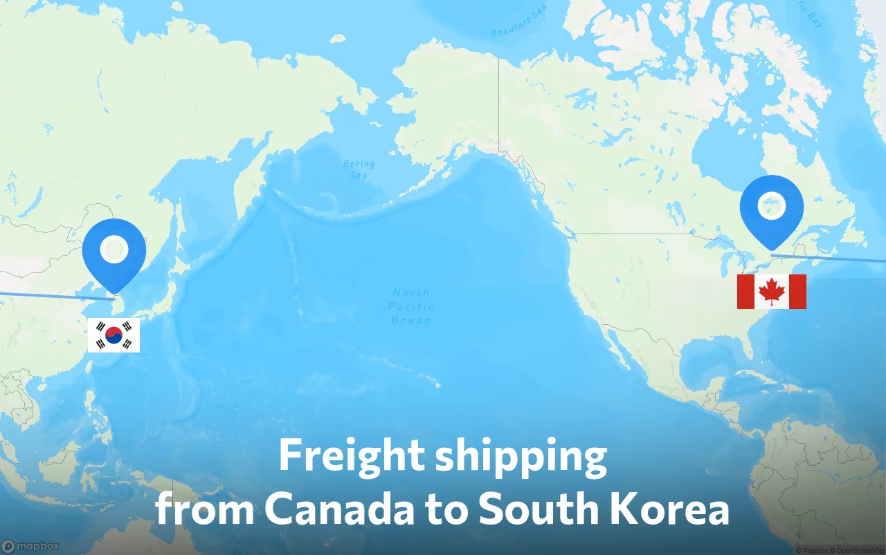 Shipping route from Canada to South Korea