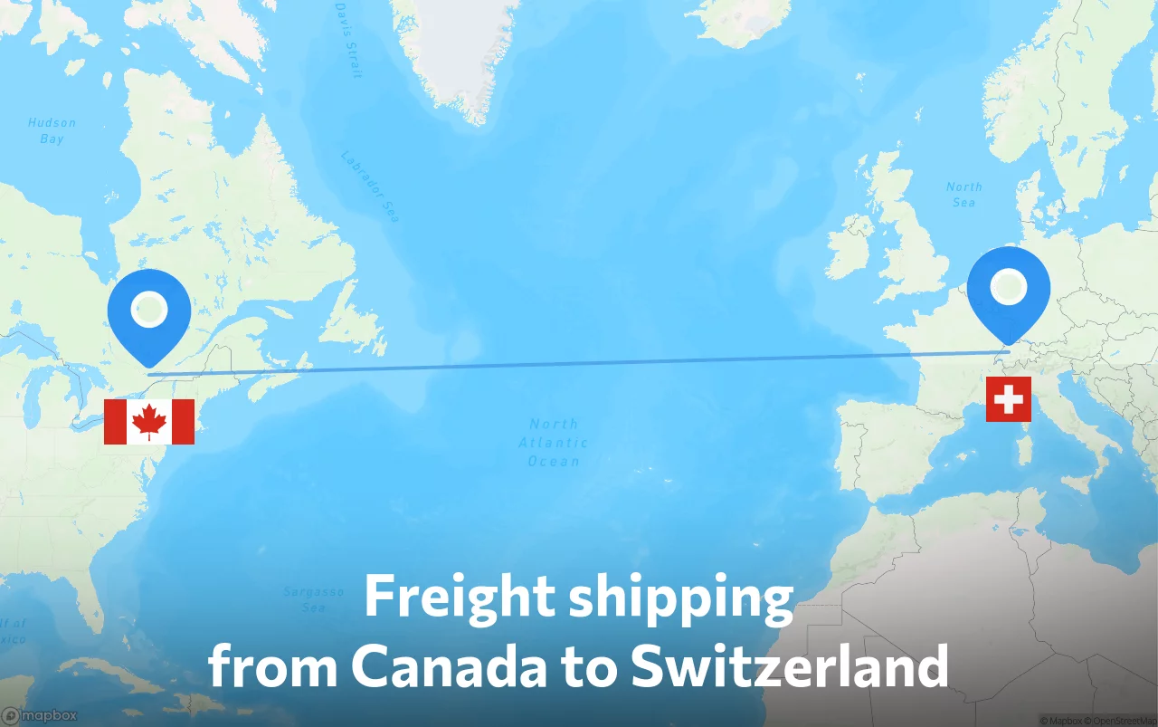 Shipping route from Canada to Switzerland