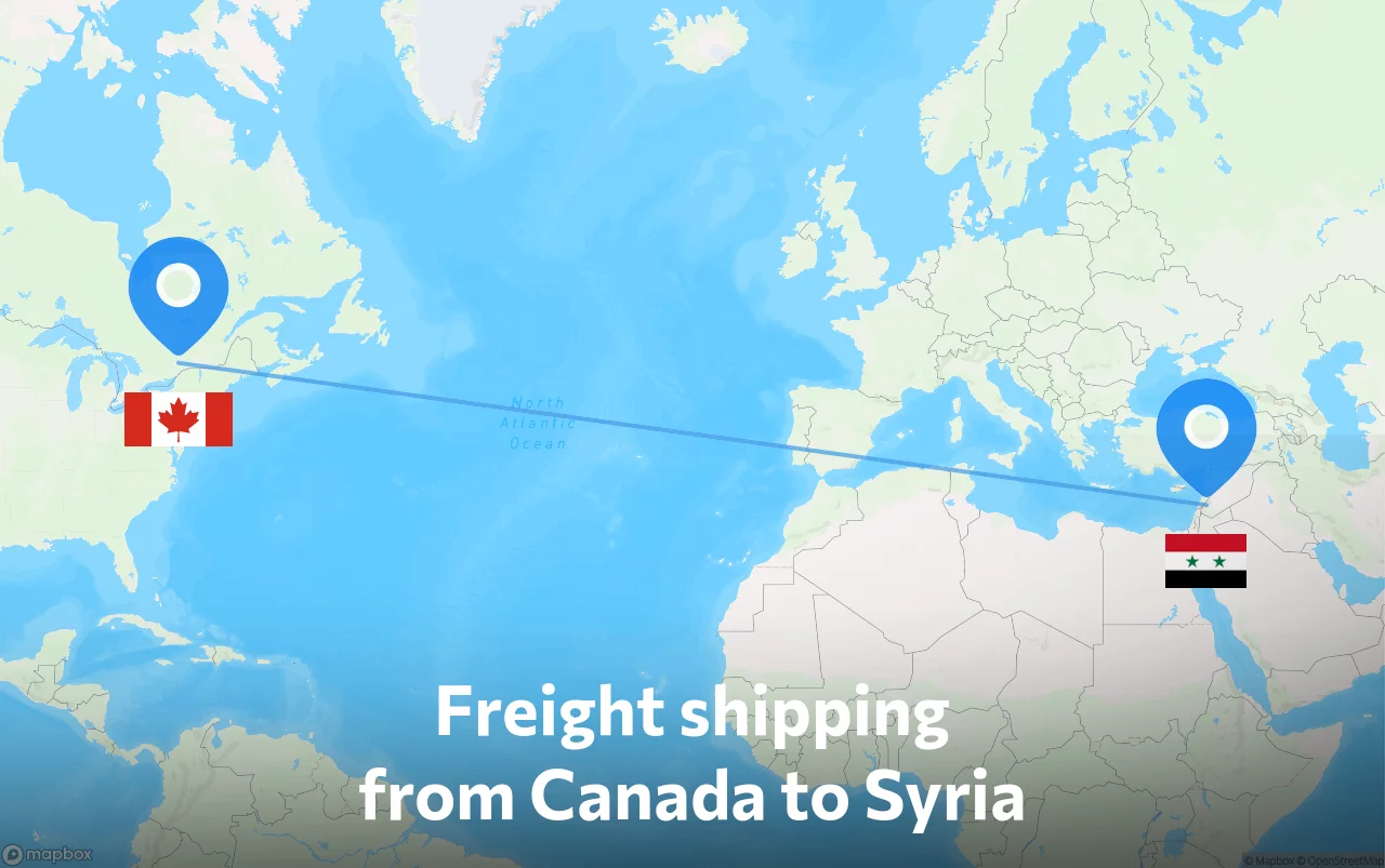 Shipping route from Canada to Syria