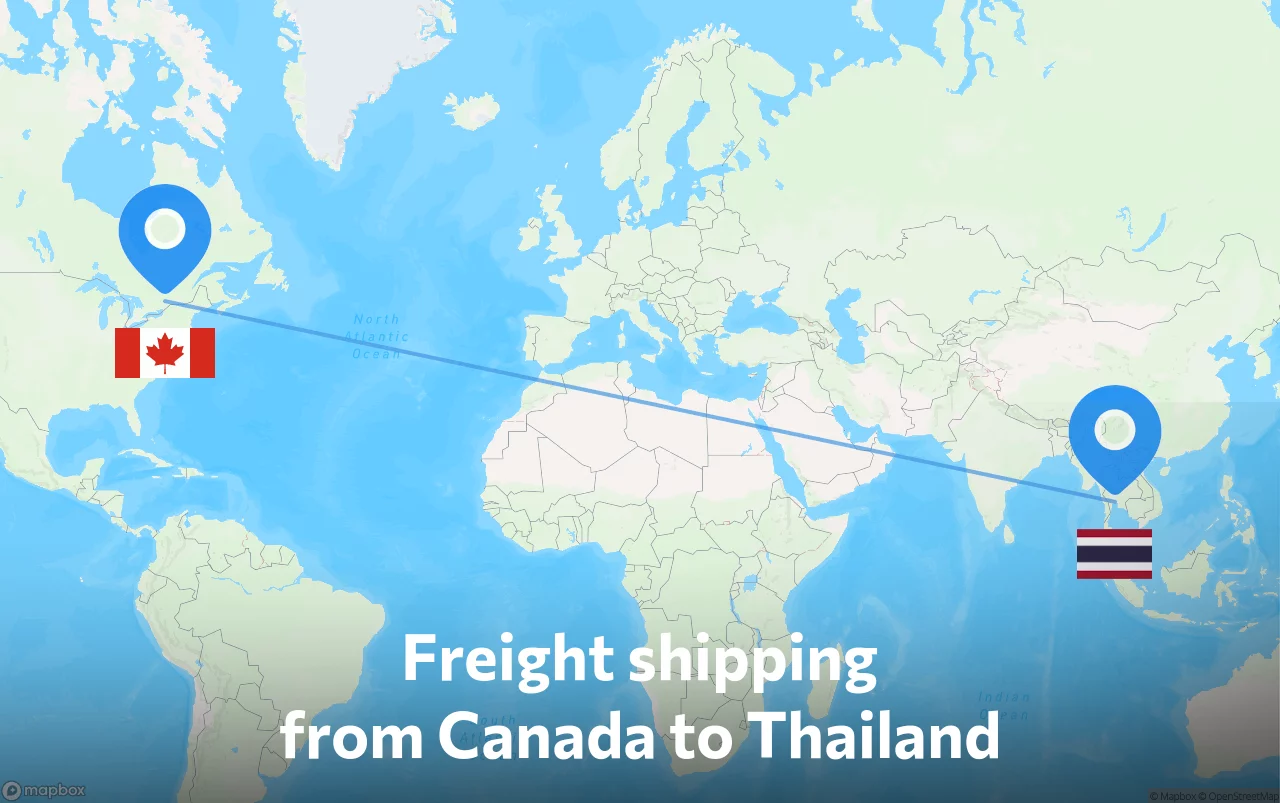 Shipping route from Canada to Thailand