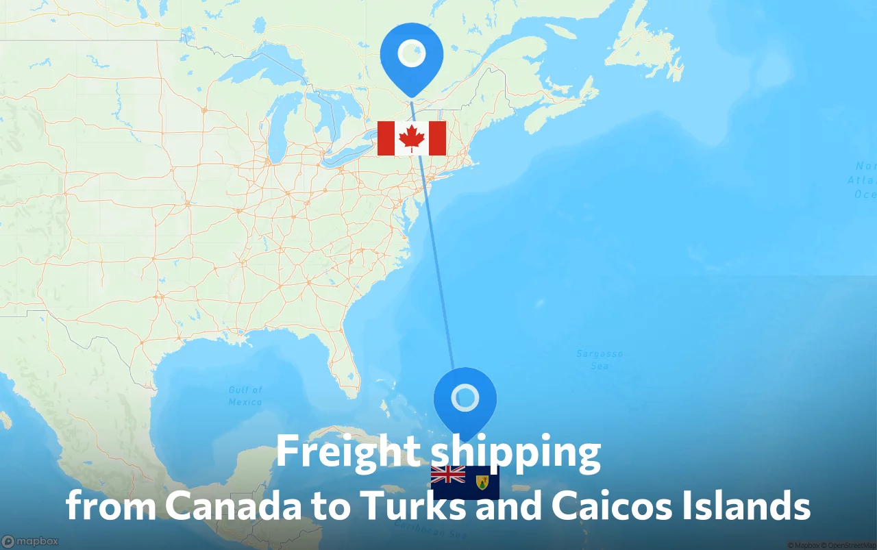 Shipping route from Canada to Turks and Caicos Islands