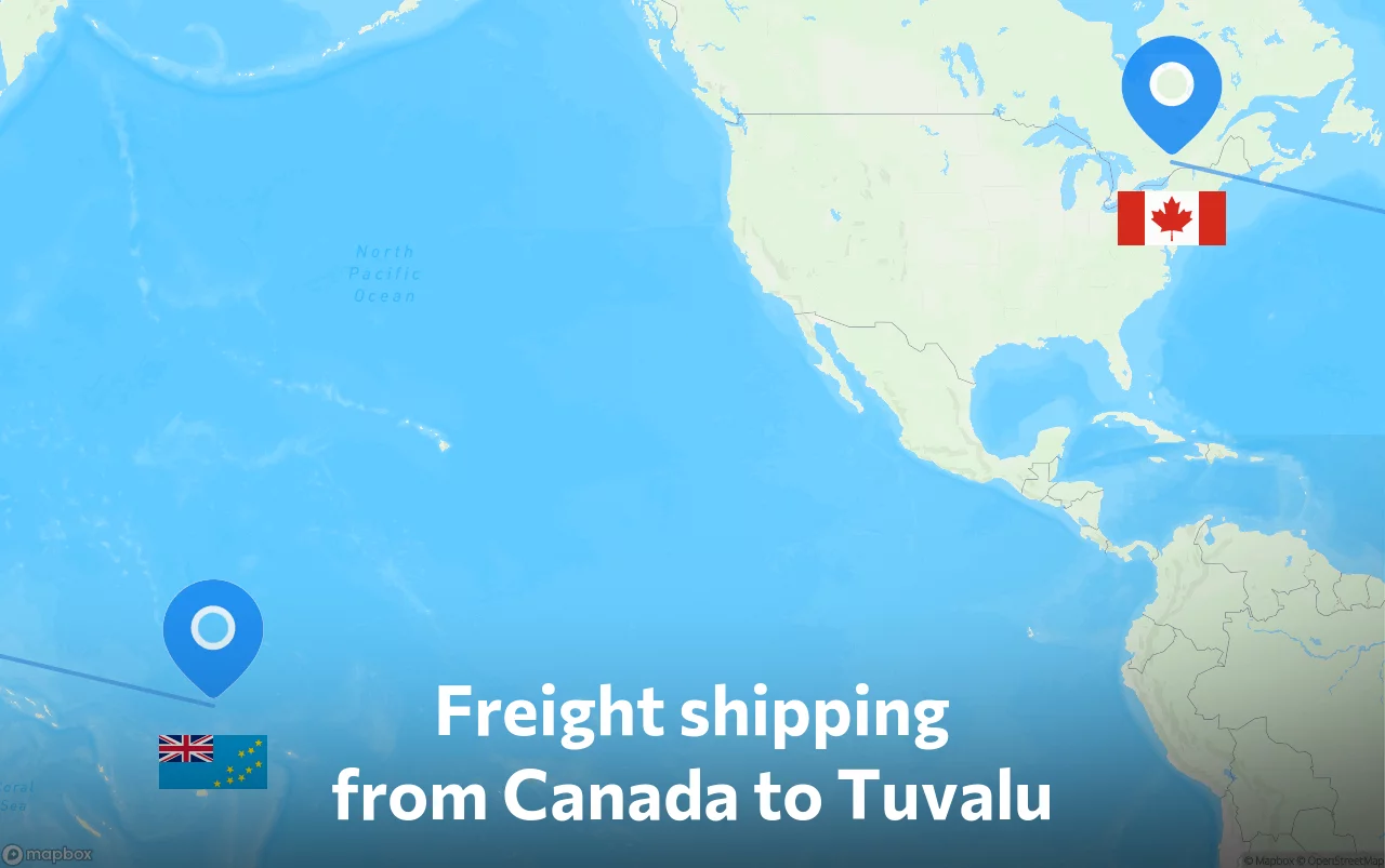 Shipping route from Canada to Tuvalu