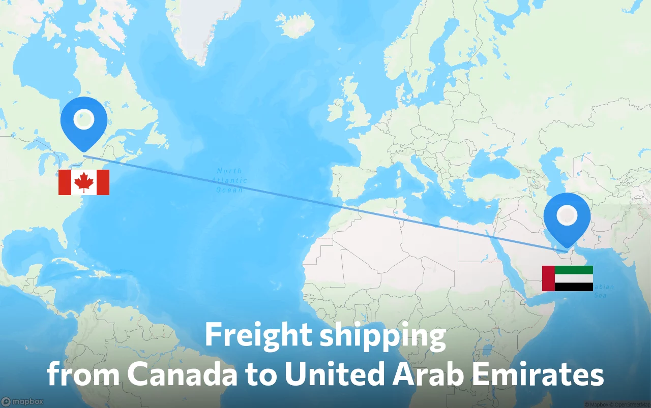 Shipping route from Canada to United Arab Emirates