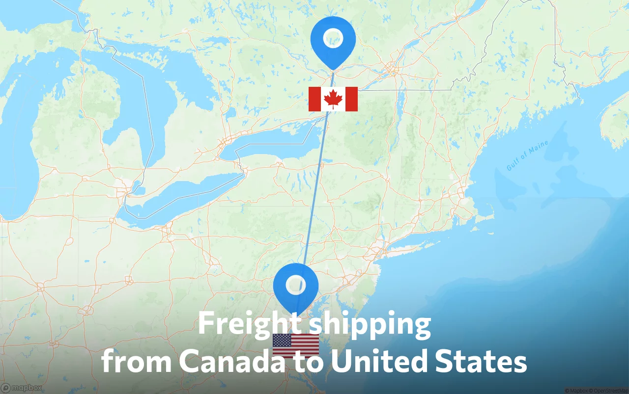 Shipping route from Canada to United States