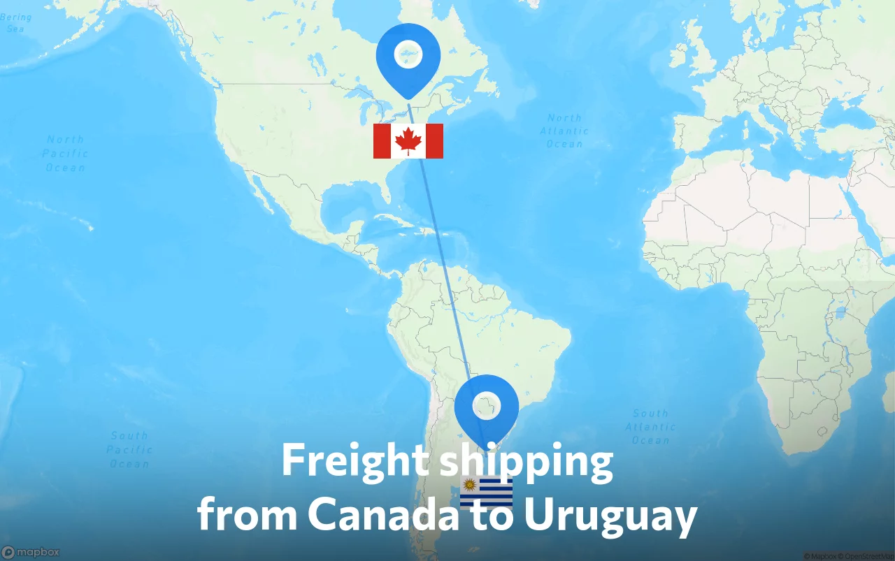 Shipping route from Canada to Uruguay
