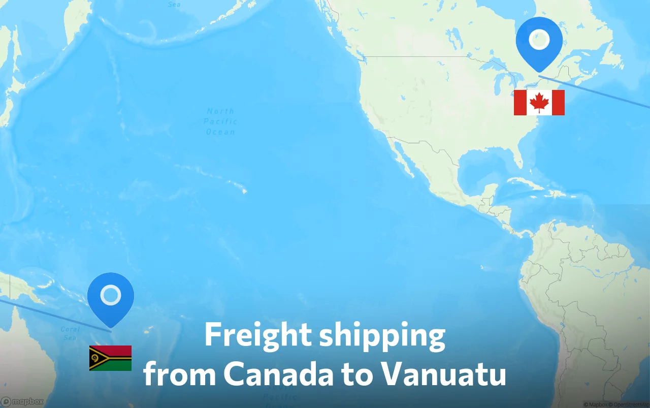 Shipping route from Canada to Vanuatu