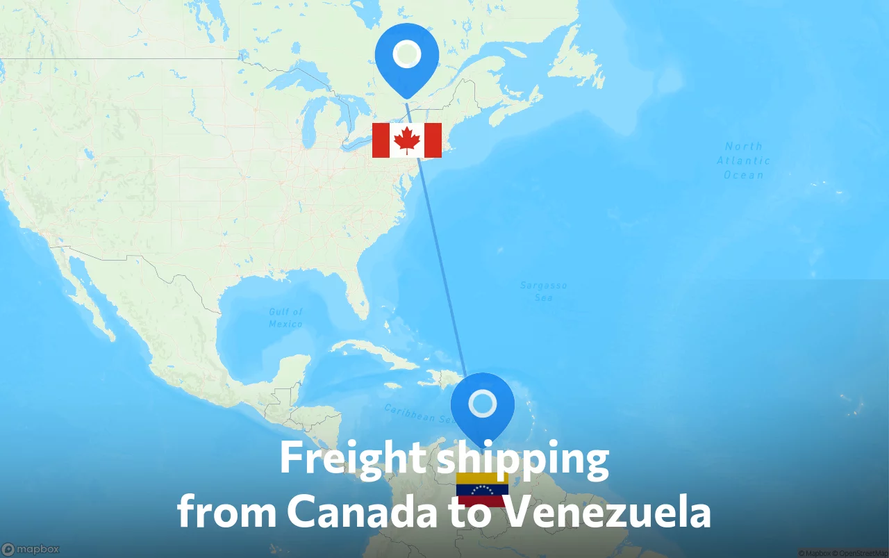 Shipping route from Canada to Venezuela