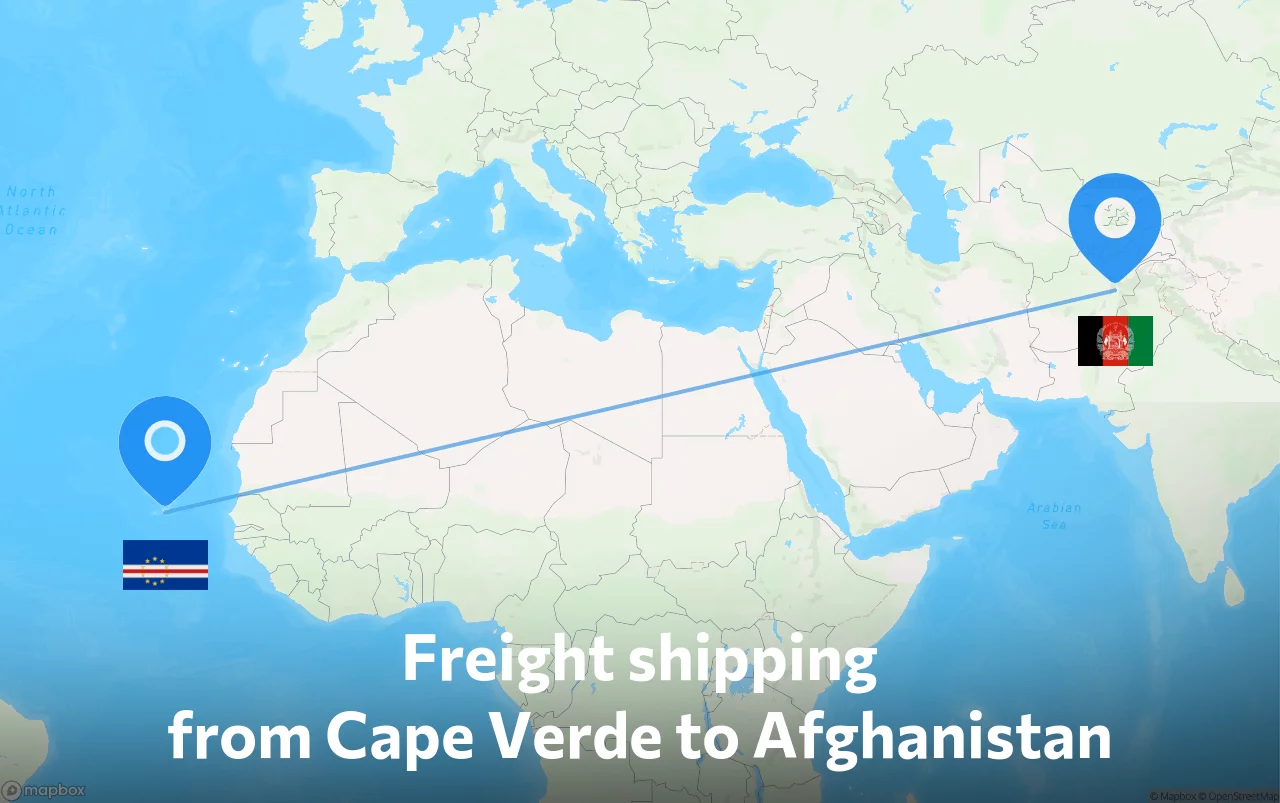 Shipping route from Cape Verde to Afghanistan