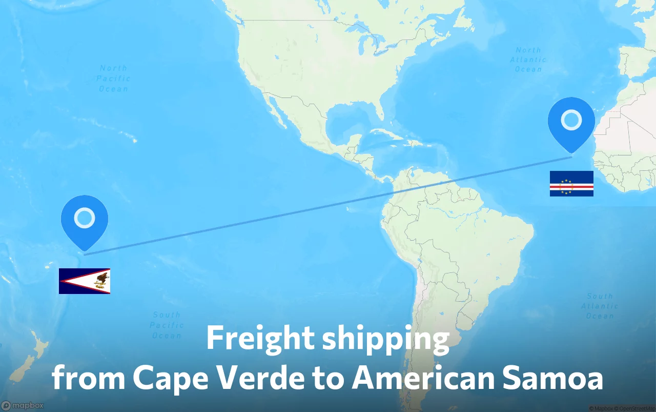 Shipping route from Cape Verde to American Samoa
