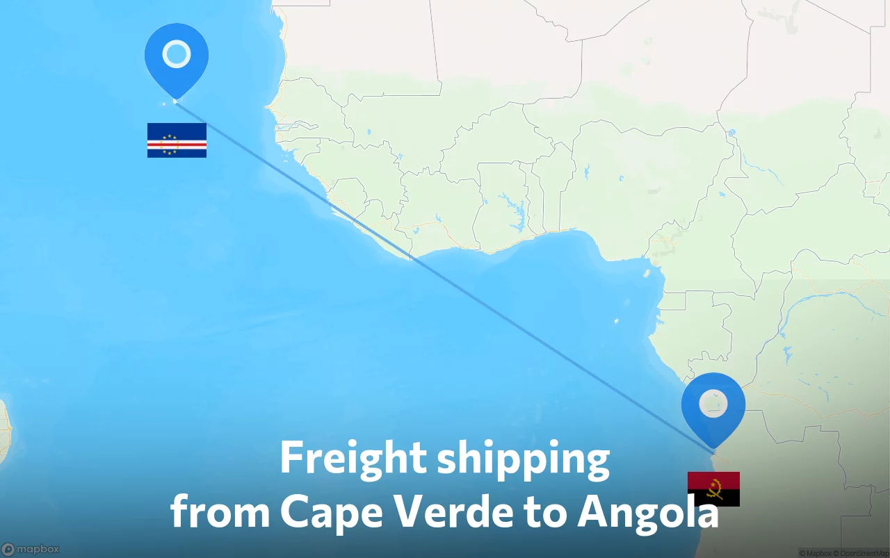 Shipping route from Cape Verde to Angola